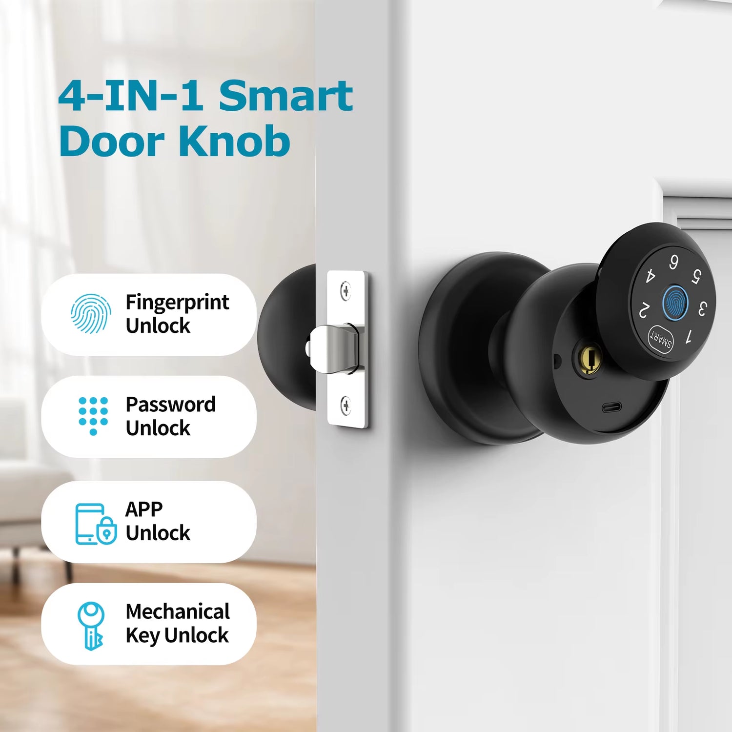 Smart Lock Fingerprint Door Lock App Control Passcode Unlock Electronic Touchscreen Keypad Indoor