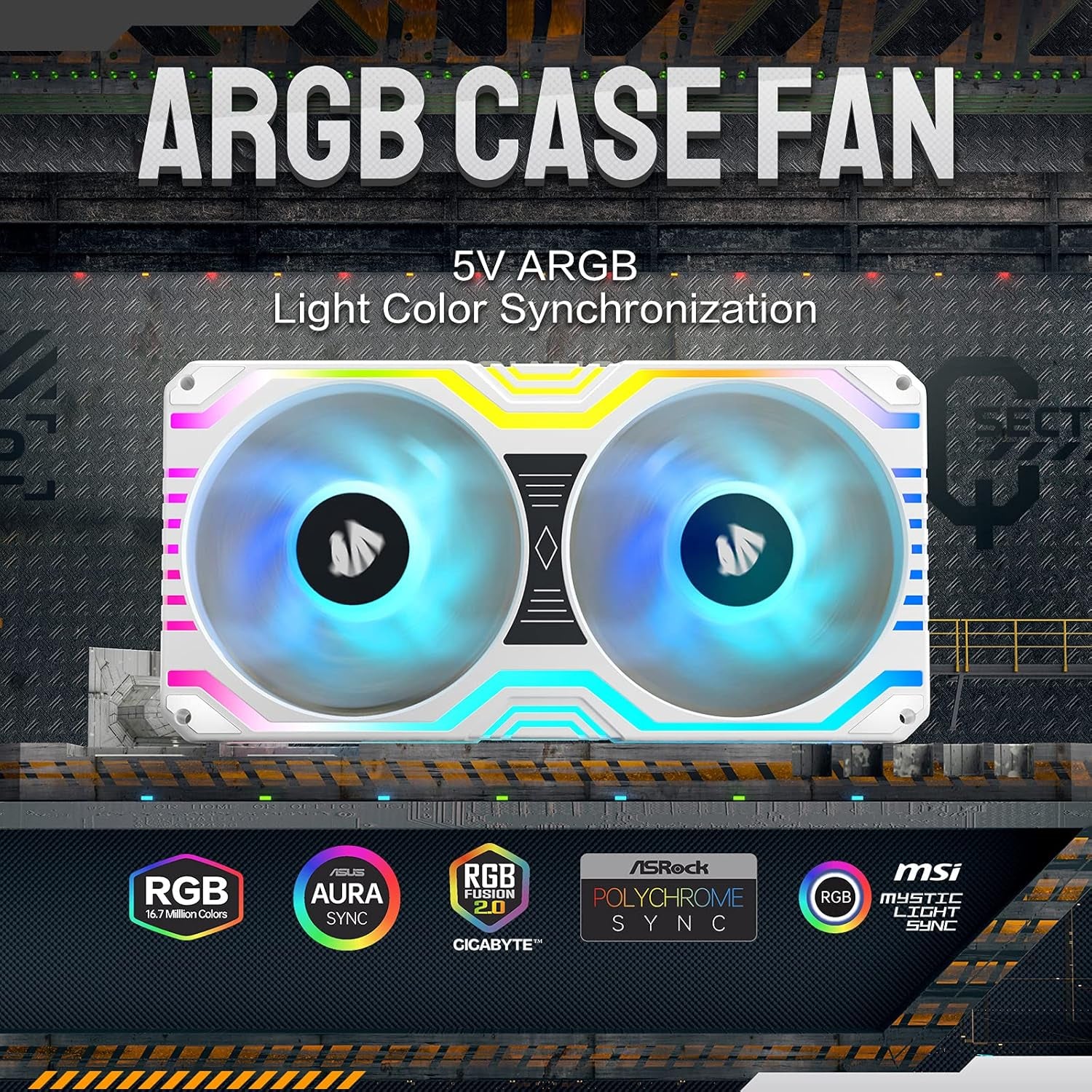 Matrix-White 48 Addressable RGB Leds 240MM All-In-One Square Frame Integrated Fan with MB Sync/Analog Controller, Integrated PWM Control Fan for Computer Case and Liquid Cooling System