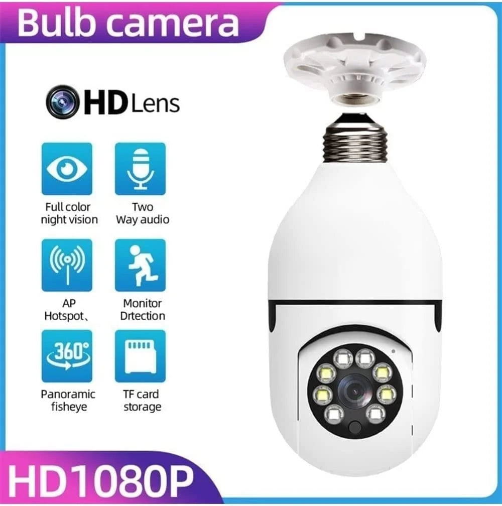 Light Bulb Camera, 2 Pack Security Camera 1080P, 360 Surveillance Camera(2.4Ghz Wifi)