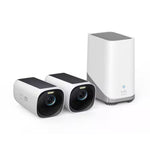 cam3 Battery Wireless In/Outdoor Camera, White, Wi-Fi, Surveillance Home Security Camera with Homebase, 2-Pack