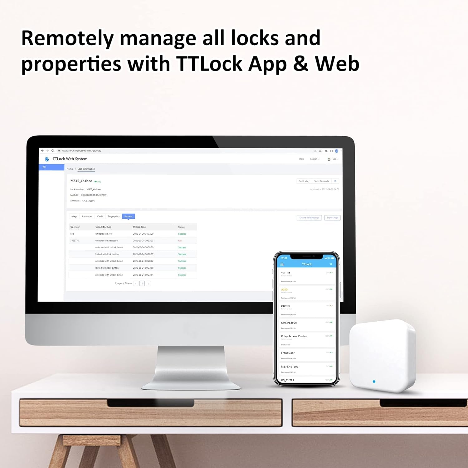 G2 Wifi Gateway Smart Lock for Voice Control, Wi-Fi Bridge to Ttlock App for Remote Control