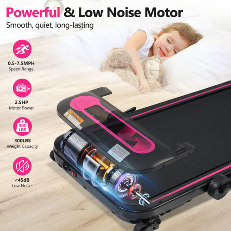 NEW Folding Walking Pad under Desk Treadmill for Home Office -2.5HP Walking Treadmill with Incline 0.5-7.5MPH 300LBS Capacity Treadmill for Walking Running - Two Ways to Adjust Speed