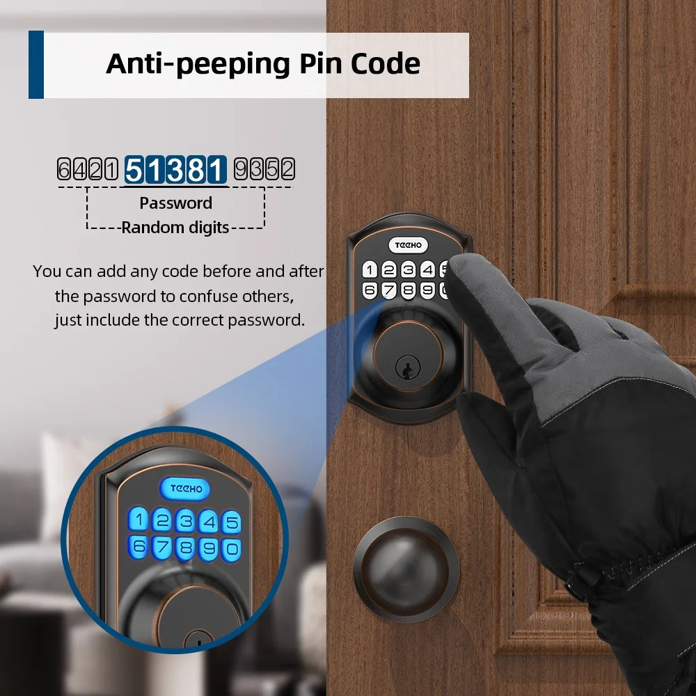 Keyless Entry Door Lock with 2 Knobs ‎Set, Keypad Deadbolt Smart Door Locks, Electronic Digital Lock for Home Front Door Easy Installation-Oil Rubbed Bronze Finish