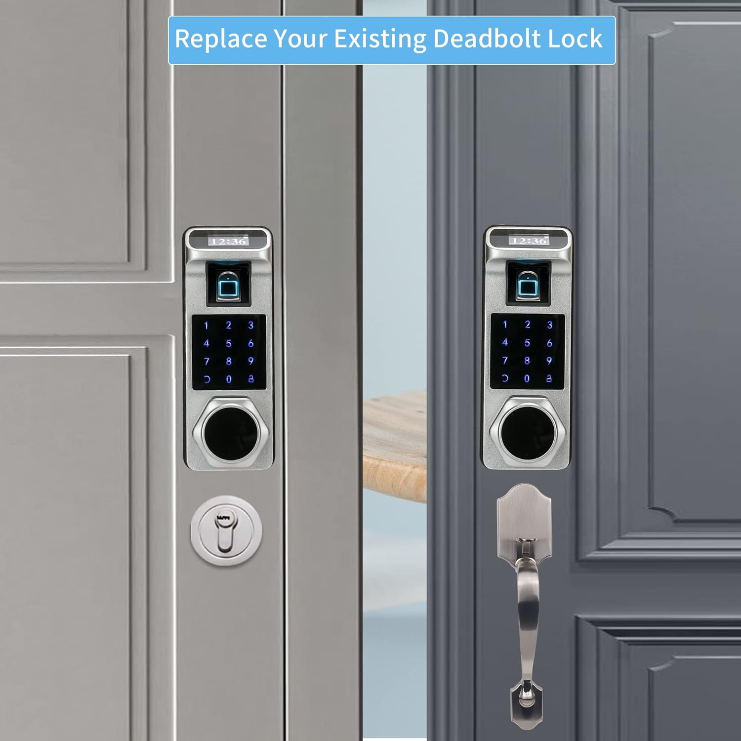 HARFO K1 Fingerprint, Keyless Entry, Keypad Lock, Biometric, Digital Door Lock for Home and Office (Silver)