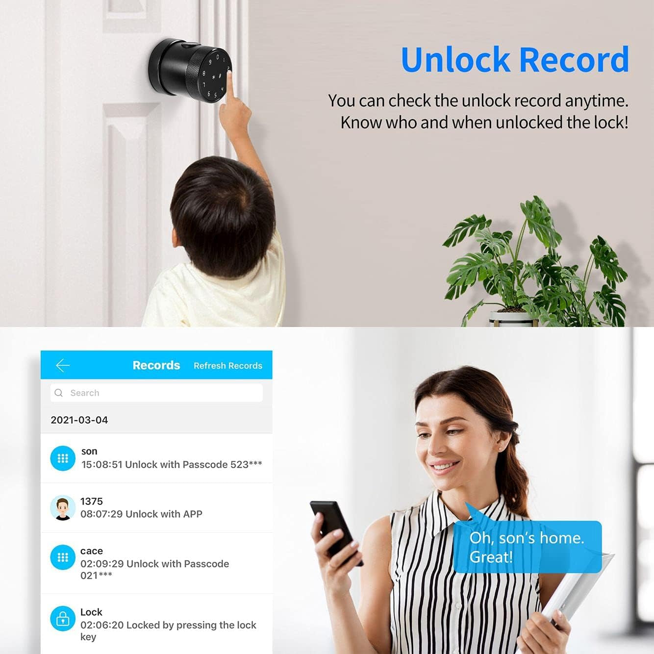 Smart Lock Fingerprint Door Locks Digital Smart Door Locks Free App Control IC Card Key Easy Installation Bluetooth Electronic Lock for Side Entry Garage Entry Basement Home Office Hotel and Garage