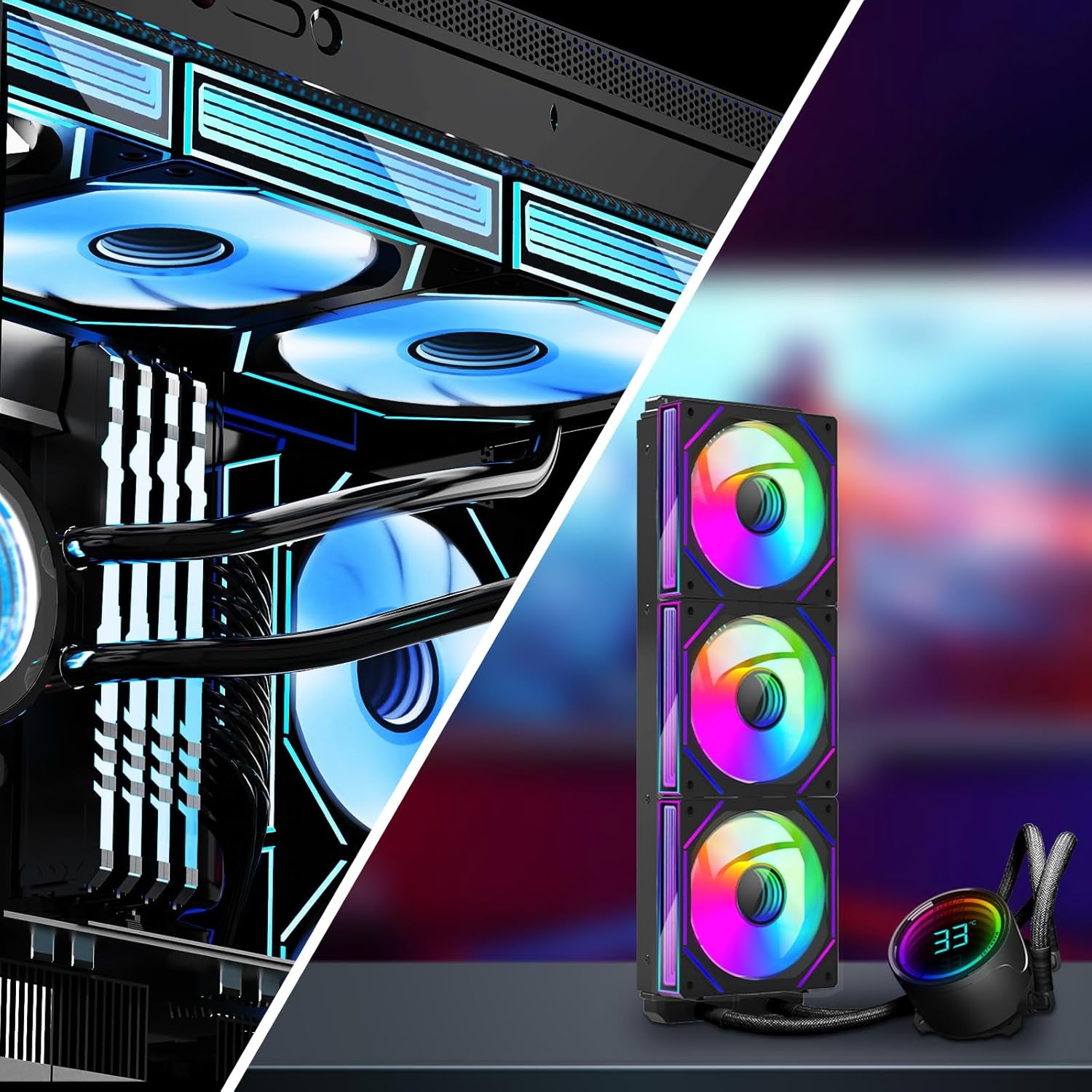 Daisy Chain Case Fan:5 Pack 120Mm PC RGB Fans Computer Case Fans, 5V 3-PIN Conne