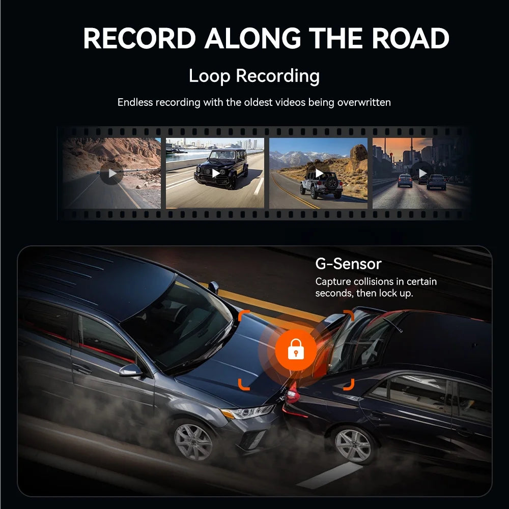 10" Touch Screen Dash Cam Front and Rear, 4K+1080P Rear View Mirror Backup Car Camera with Night Vision, GPS, Free 64GB Card