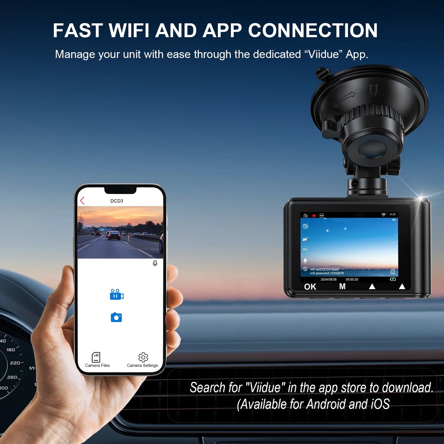 Dash Cam Front and Rear, 4K+1080P Car Camera with Built-In Wi-Fi, 3.94" IPS Screen, Free 32GB Card, Night Vision, G-Sensor, Loop Recording, 24H Parking Mode