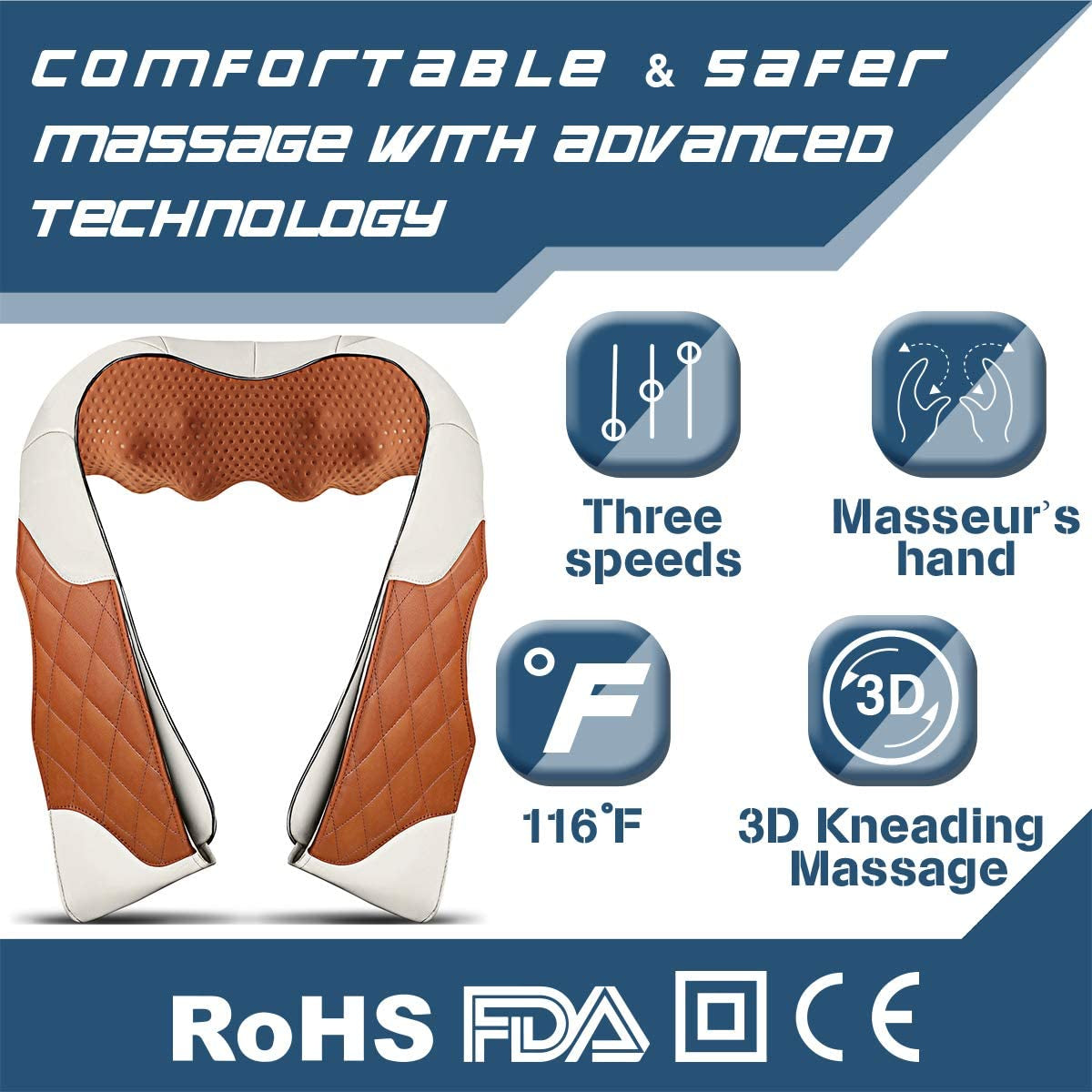 Neck Massager with Heat, Kneading Back Massager, Shiatsu Massage for Shoulder Waist and Foot, Retirement Gifts for Women, Men, Christmas Presents for Mom, Dad, Everyone