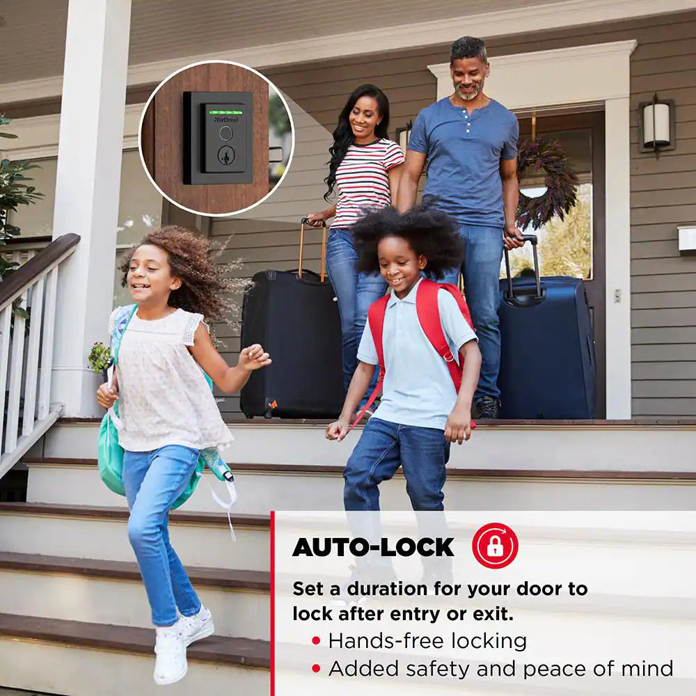 HALO Touch Matte Black Contemporary Fingerprint Wifi Electronic Smart Lock Deadbolt Featuring Smartkey Security