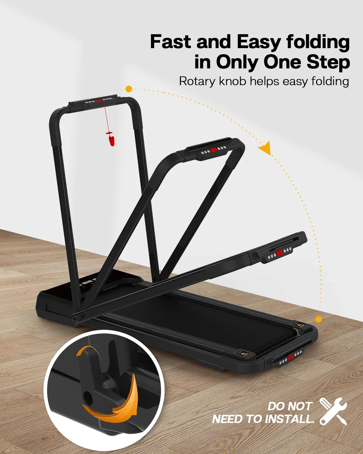 3.5HP under Desk Treadmill - 300LBS Weight Capacity, 2-In-1 Foldable Design, Remote Control & LED Display - Compact Electric Walking and Running Machine for Walking, Running, Jogging (Black)