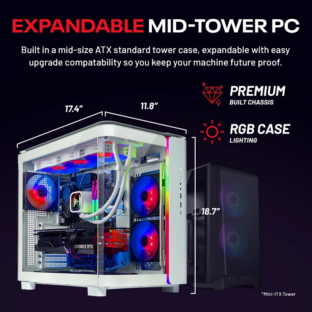 Skytech King 95 Gaming PC Desktop AMD Ryzen 7 7800X3D NVIDIA Geforce RTX 5070 Ti 1TB Gen4 Nvme SSD 32GB DDR5 RAM, AIO Liquid Cooling Windows 11