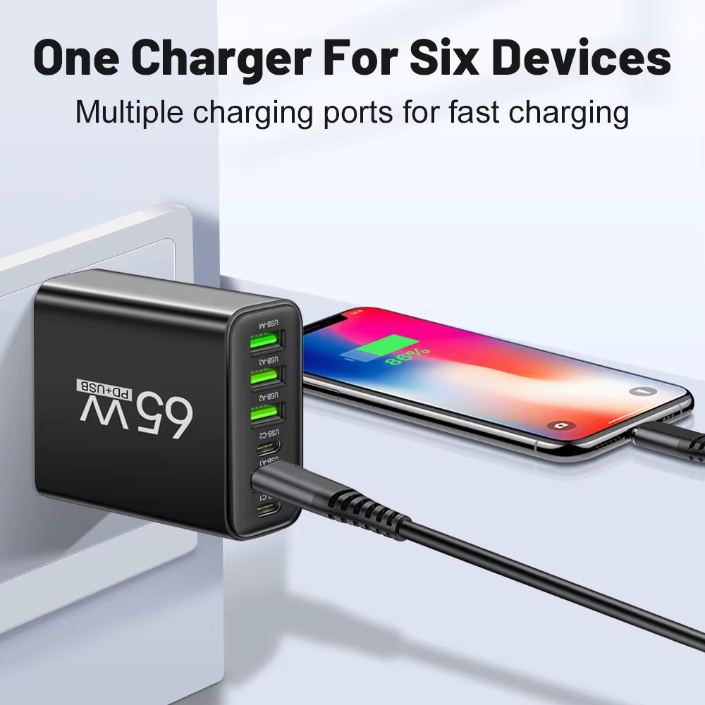 USB Charger 65W Mobile Phone Charger Fast Charging for Xiaomi Samsung Huawei P70 Travel Charger Adaptor for Iphone Quick Charger