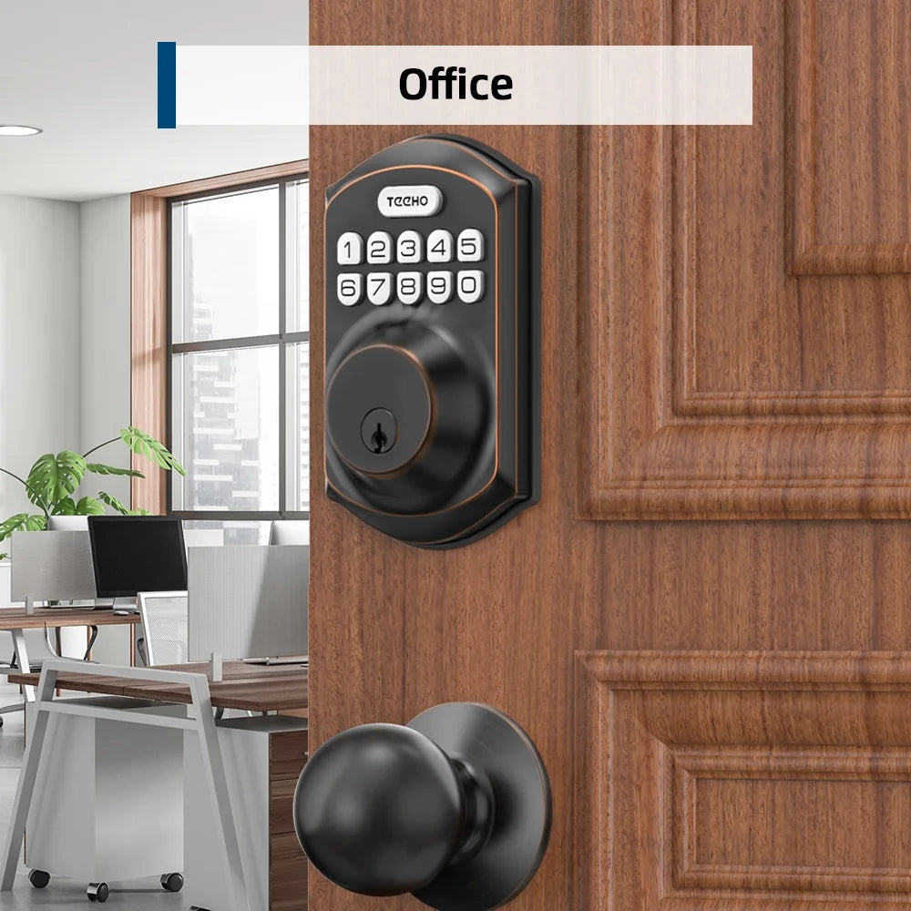 Keyless Entry Door Lock with 2 Knobs ‎Set, Keypad Deadbolt Smart Door Locks, Electronic Digital Lock for Home Front Door Easy Installation-Oil Rubbed Bronze Finish