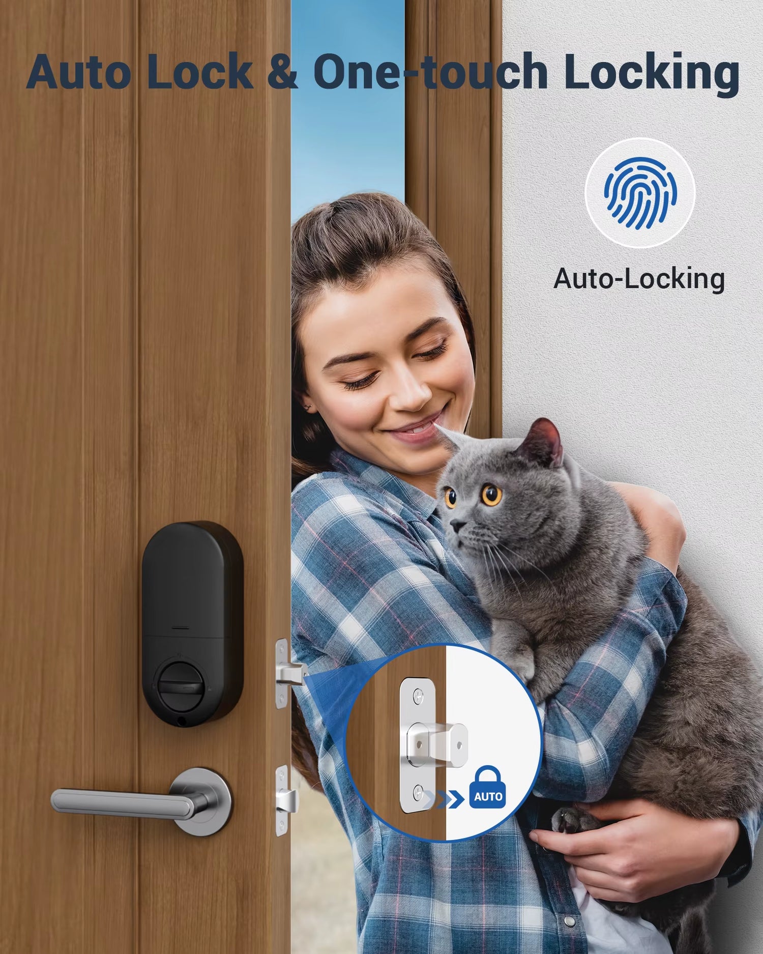 Veise Fingerprint Door Lock, Keyless Entry Keypad Deadbolt, anti Peeping Password, Auto Lock, Easy Install