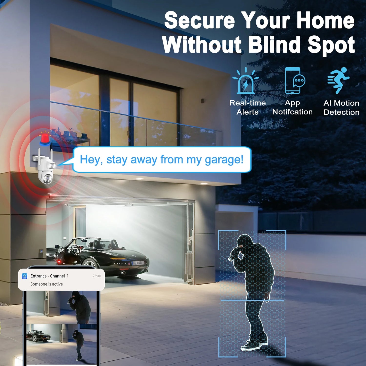 Indoor/Outdoor 4K Smart Security Camera, 2.4G&5G Wifi with Night Vision, Dual-Screen Display, 2-Way Talk, Human Detection, Motion Tracking, Cloud & SD Card Storage,Waterproof