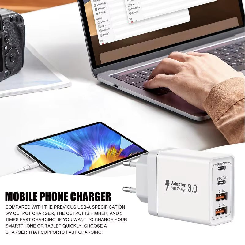 USB Charger Block 40W 4 Port Charger Block Multiple USB Charger Station USB Wall Charger Charging Blocks for Business Trips