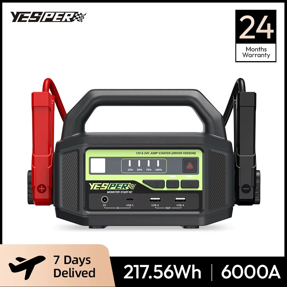 24V Jump Car 6000A Peak Jump Starter for Car Truck Portable Truck Battery Starting Device External Battery