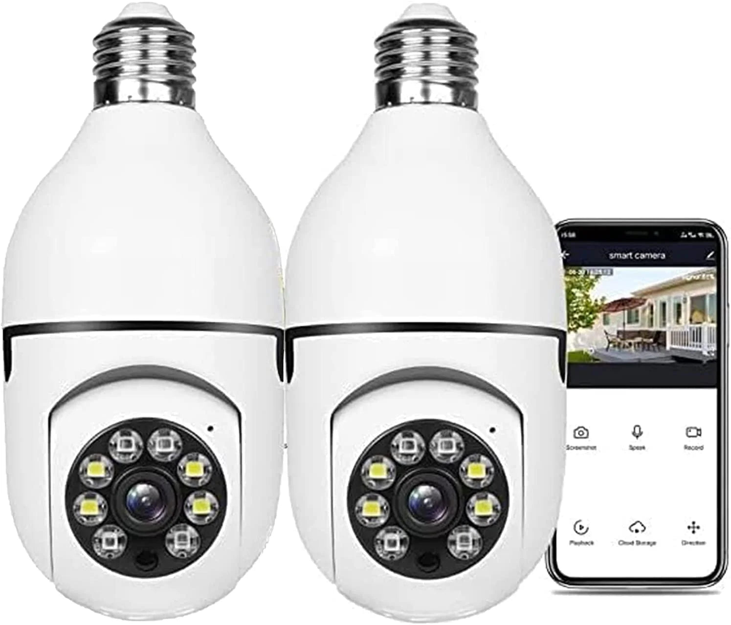 Light Bulb Camera, 2 Pack Security Camera 1080P, 360 Surveillance Camera(2.4Ghz Wifi)