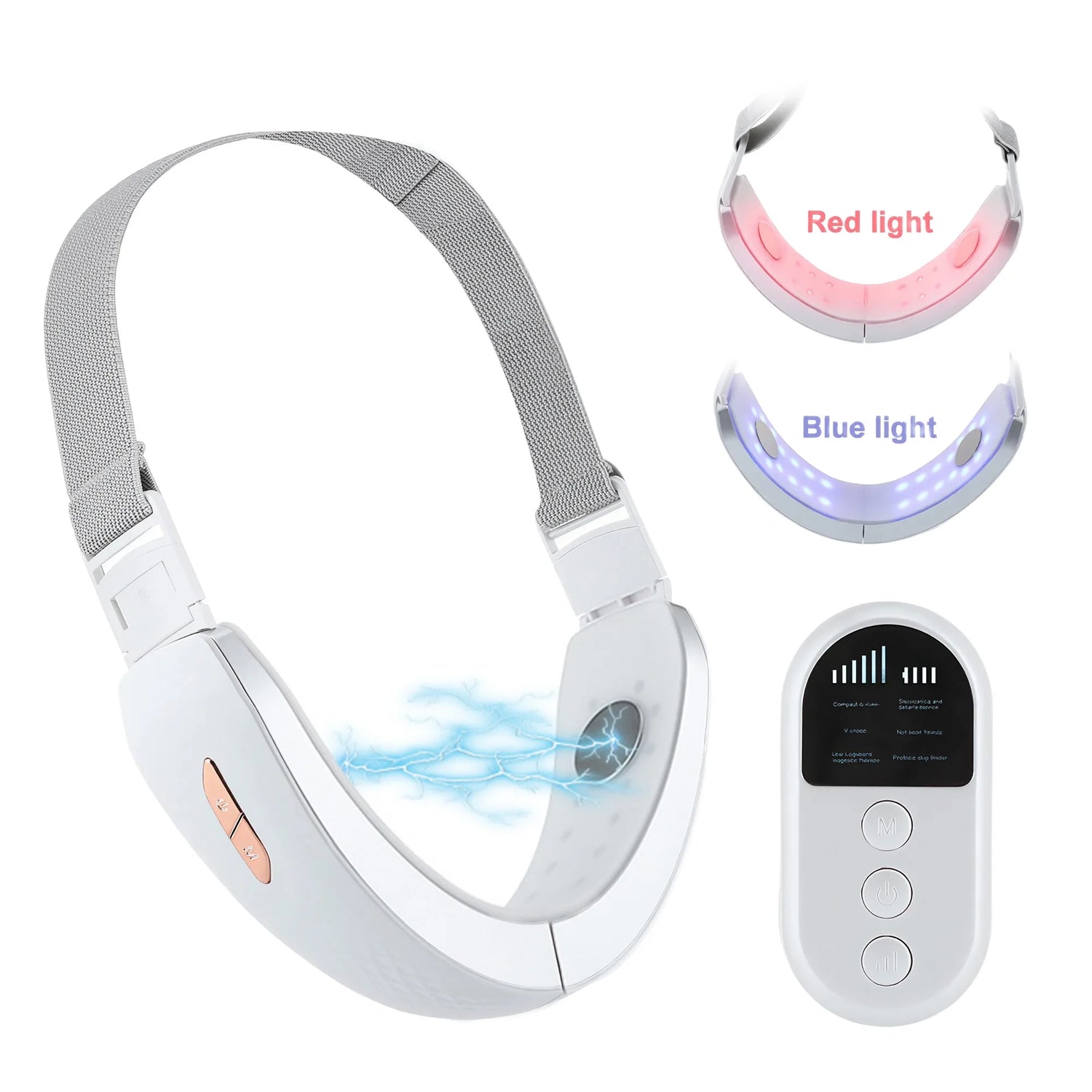 Electric V-Face Shaper, Red and Blue Light Facial and Neck Beauty Device, Microcurrent Double Chin Reducer for Skin Care, Facial Lifting, Improvement, Smoothing, and Firming.