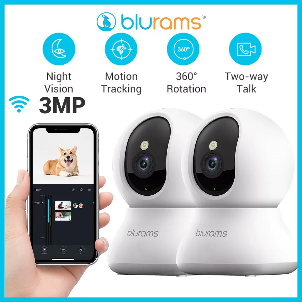 2 Pcs Blurams Indoor Security Camera 2K, Home Security Camera for Dog/Elder, Security Camera with One-Touch Call Update A31S-2Pc