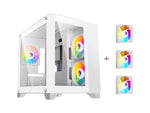 Argb-Q3.V2-W White USB3.0 Tempered Glass Micro ATX Gaming Computer Case W/ Dual Tempered Glass Panel and 3 X ARGB LED Fans (Pre-Installed)