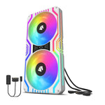Matrix-White 48 Addressable RGB Leds 240MM All-In-One Square Frame Integrated Fan with MB Sync/Analog Controller, Integrated PWM Control Fan for Computer Case and Liquid Cooling System