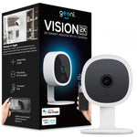 Vision 2K Wired Plug-In Indoor Smart Security Camera, Flexible Stem, Night Vision, Two-Way Talk, Live View, White