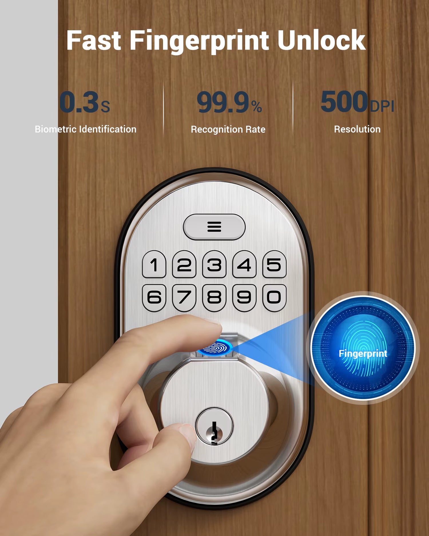 Veise Fingerprint Door Lock, Keyless Entry Keypad Deadbolt, anti Peeping Password, Auto Lock, Easy Install