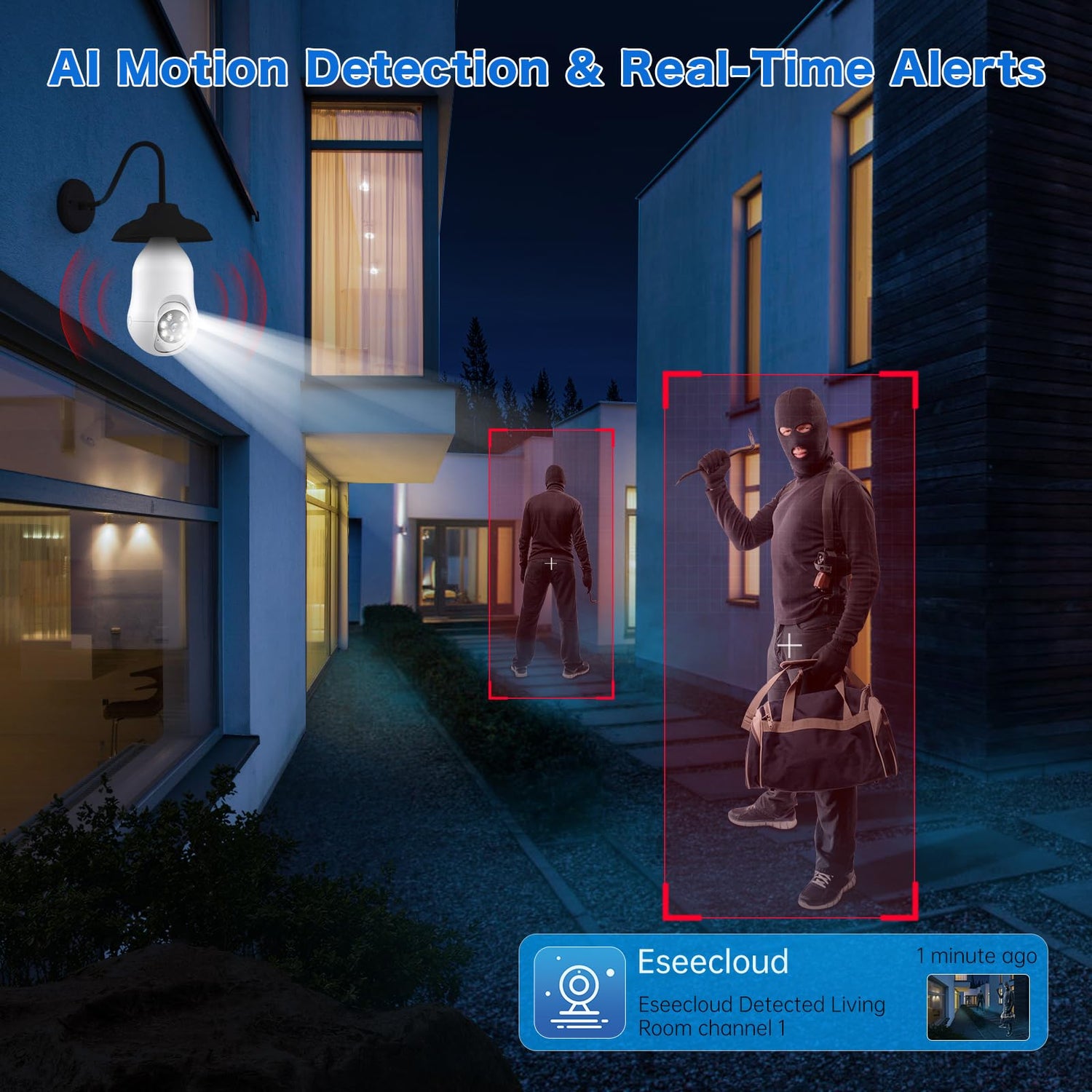 Light Bulb Security Camera for Home, 5G/2.4Ghz Wifi Lightbulb Camera Outdoor, 2K Eagle Eye Camera, 360 Degree Surveillance Motion Sensor, Color Night Vision, 2 Way Talk