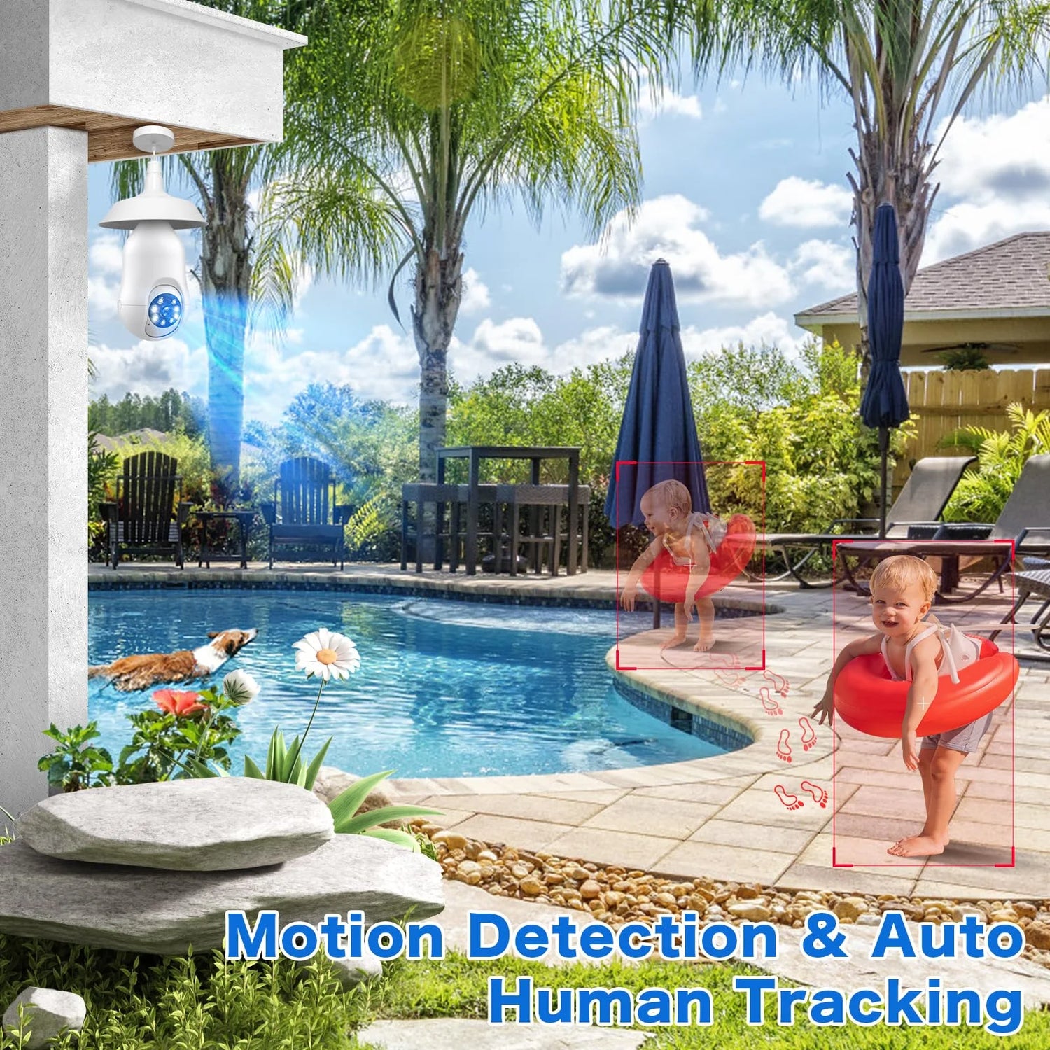 Light Bulb Security Camera for Home, 5G/2.4Ghz Wifi Lightbulb Camera Outdoor, 2K Eagle Eye Camera, 360 Degree Surveillance Motion Sensor, Color Night Vision, 2 Way Talk