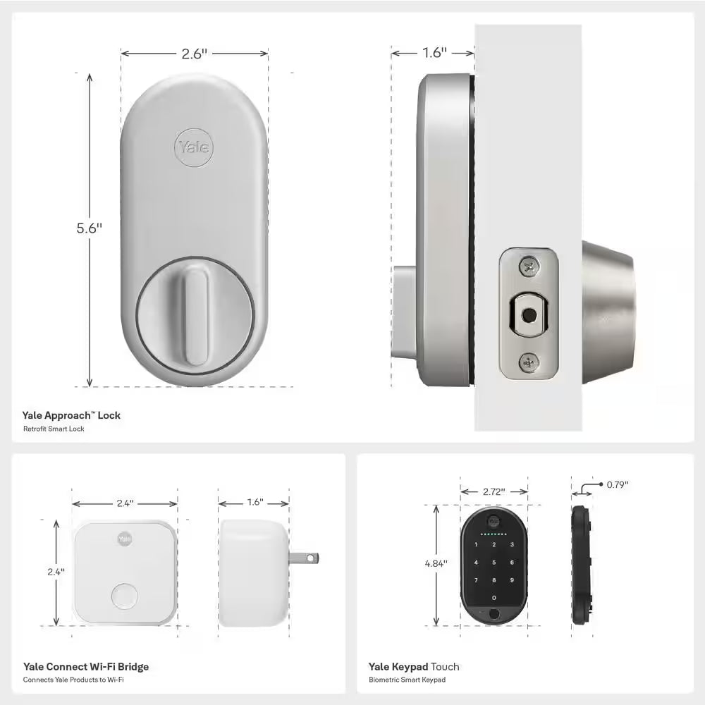Apartment Smart Door Lock with Wi-Fi and Fingerprint Keypad Access, Silver