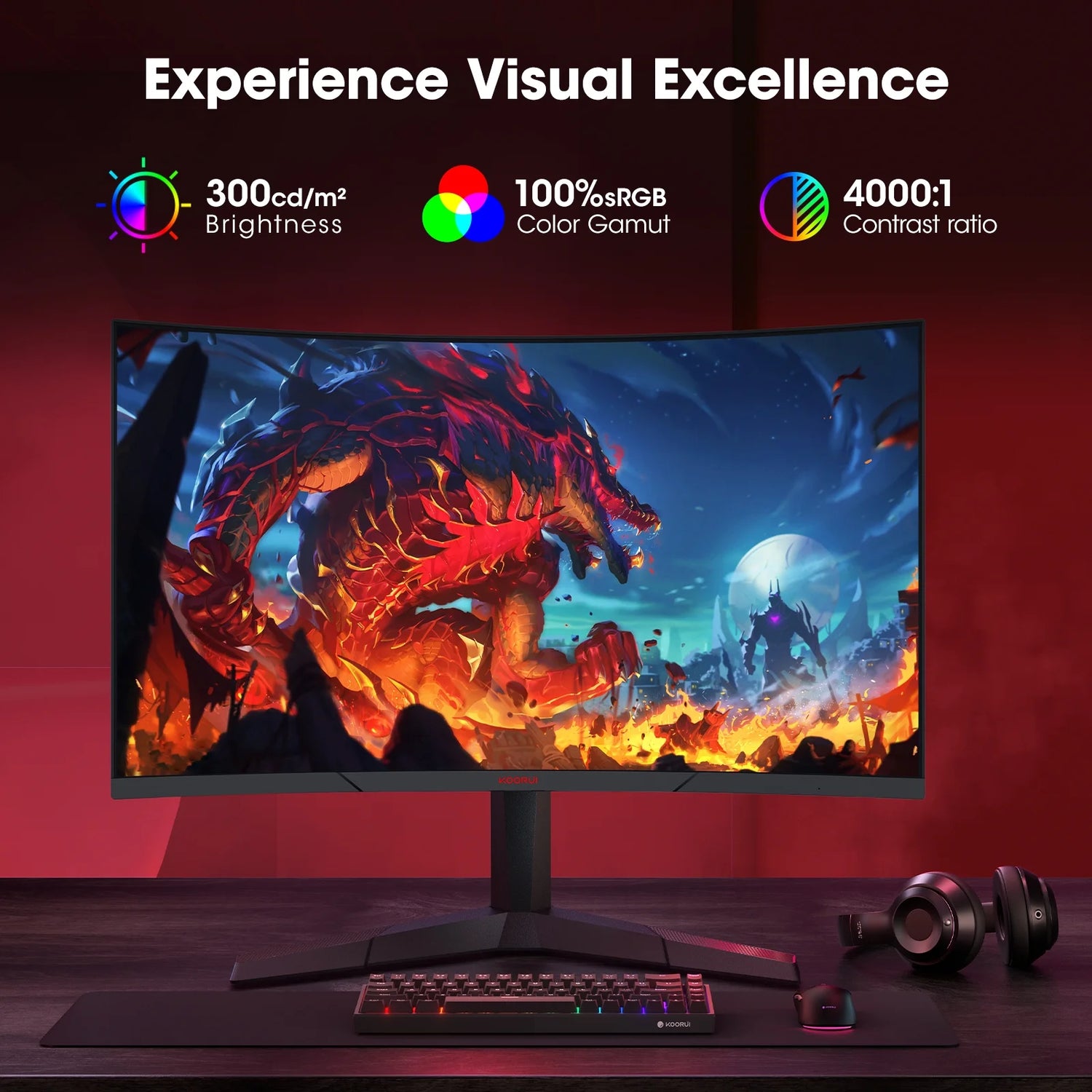 27 Inch 2K Curved Gaming Monitor, 180Hz QHD Computer Monitor, 1Ms Adaptive-Sync, Hdmi/Displayport, 27E6QCA