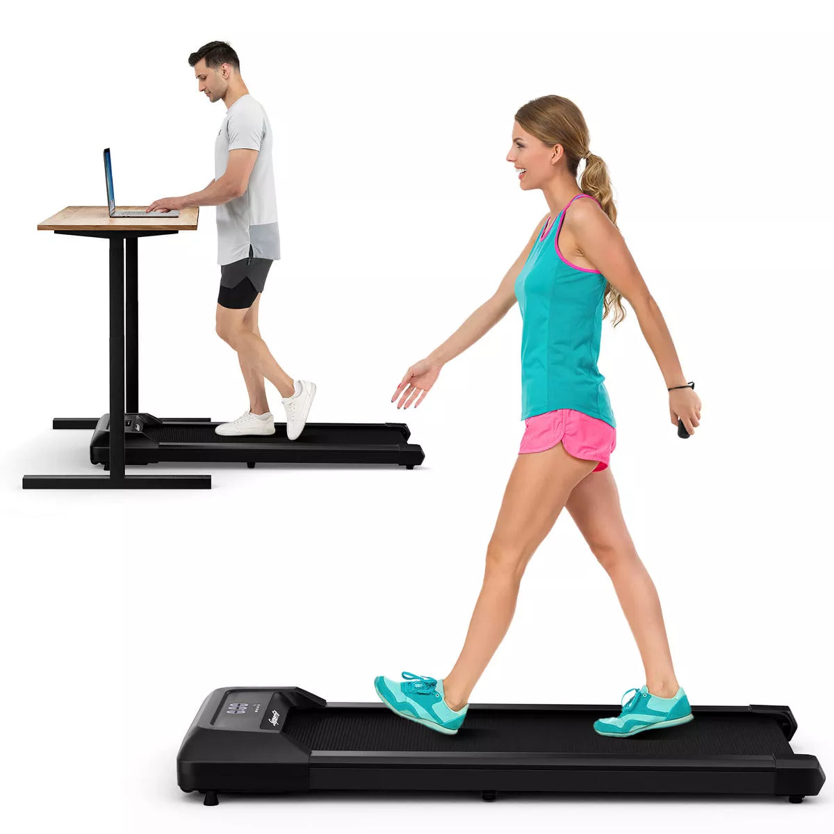 Walking Pad W/265 Lbs Capacity Remote Control & LED Display under Desk Treadmill Gray\Black\Pink