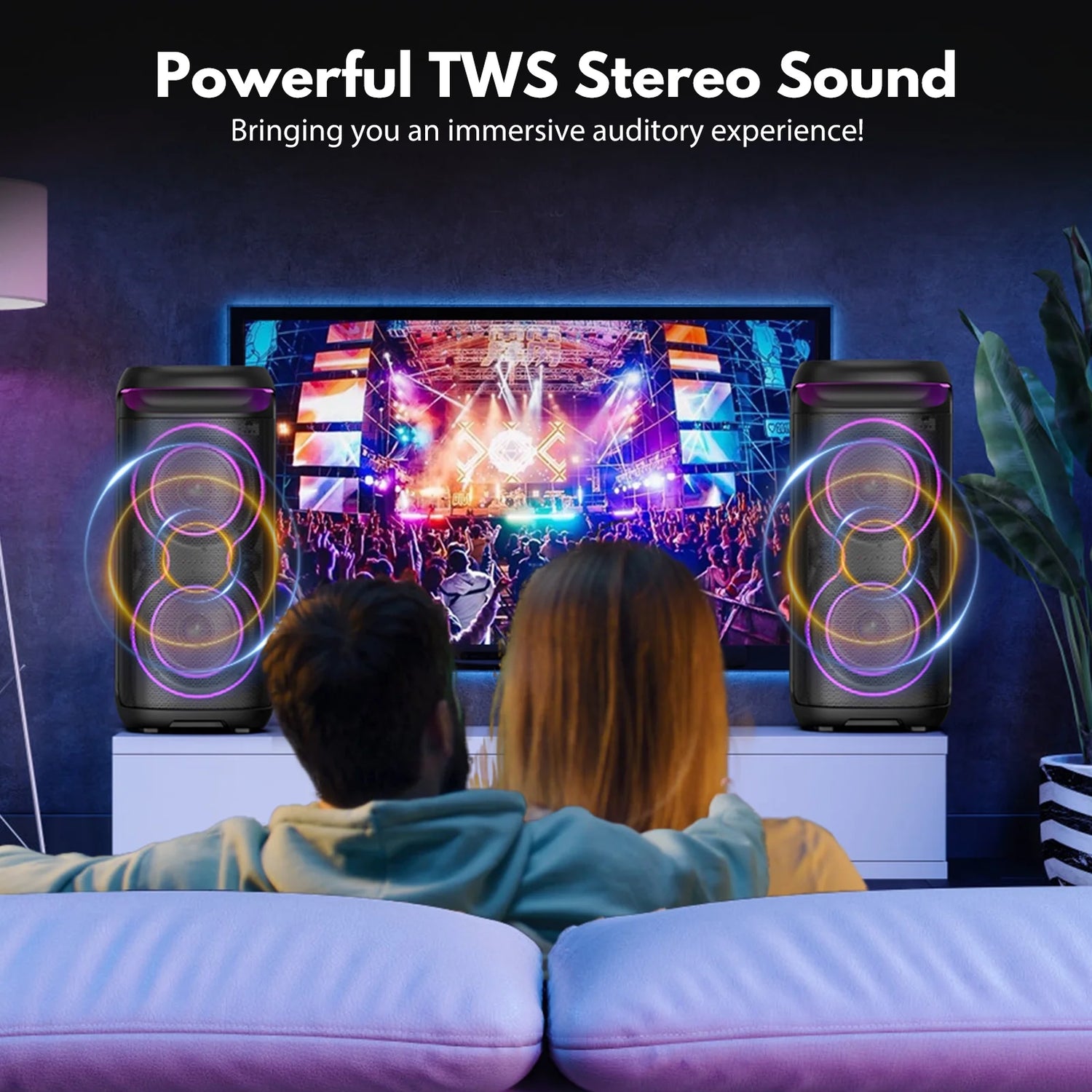 Large Party Speaker, Bluetooth Speaker with LED Light, Two 6.5'' Subwoofer Loud Speaker, T20