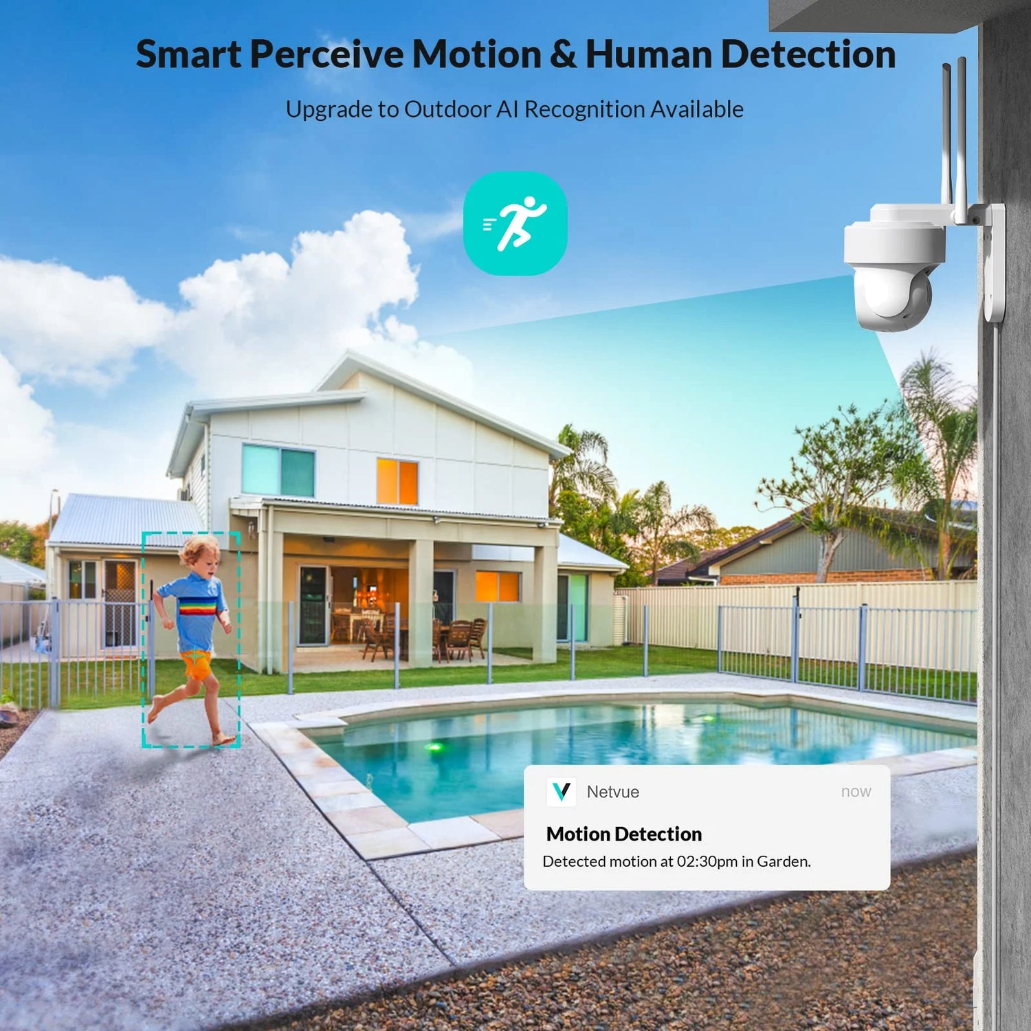 Security Cameras Wireless Wi-Fi,  360° View Home Surveillance Outdoor Cameras, Only 2.4G Wifi