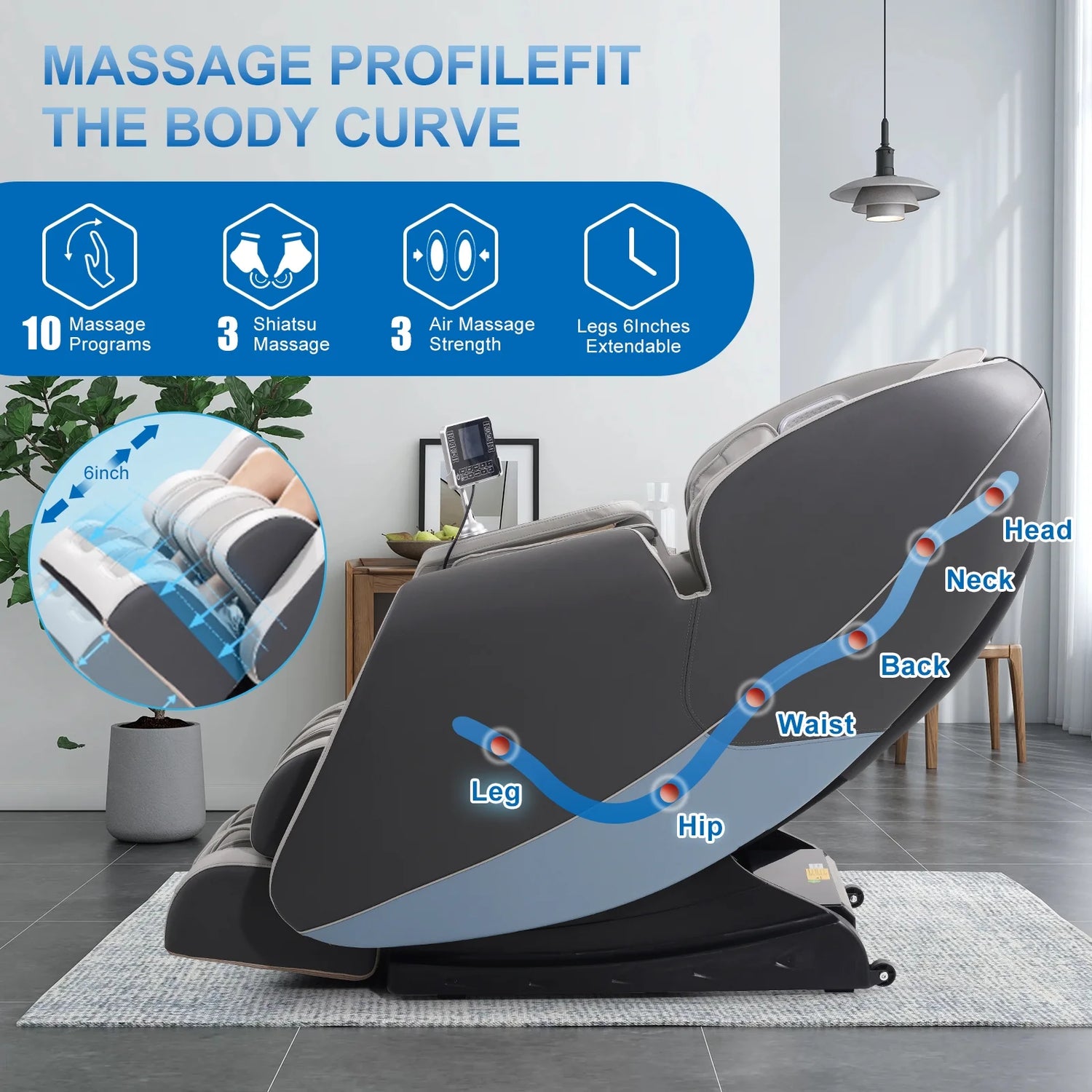 S9 Full Body Zero Gravity Shiatsu 4D Massage Chair, Gray