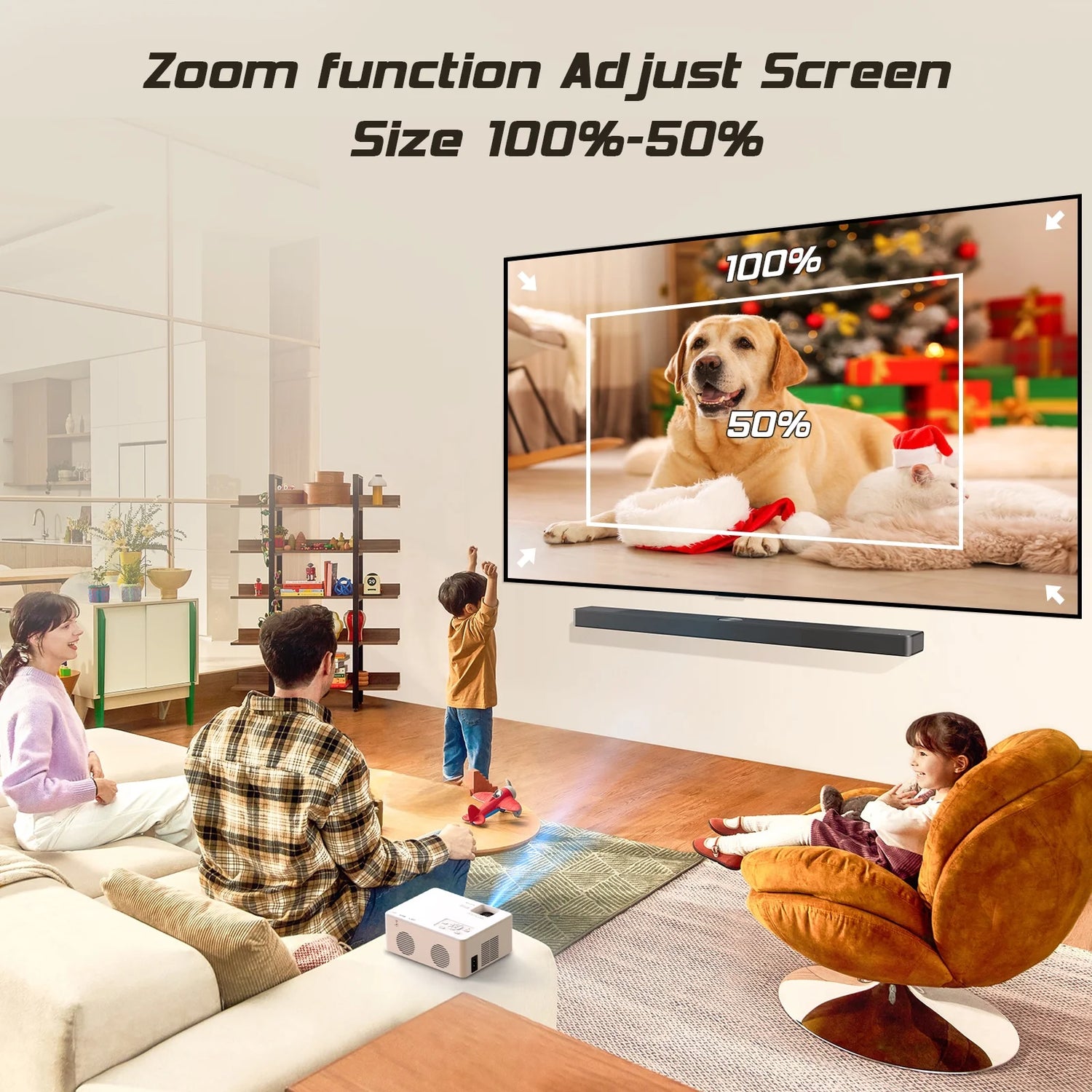 Mini Projector with Wifi and Bluetooth, 9500LM Portable Home Theater Projector with Screen ,1080P 250"Display Supported