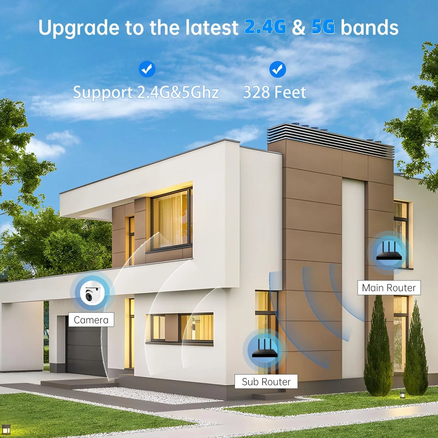 Light Bulb Security Camera -5G& 2.4Ghz Wifi 2K Security Cameras for Home, Wireless Outdoor Motion Detection and Alarm, Two-Way Talk, Color Night Vision, Human Detection