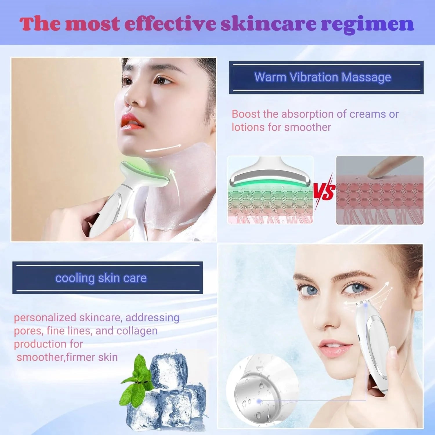 Facial and Neck Beauty Device, Skin Care Face Massager, Multifunctional 6 in 1 Light Therapy Face Sculpting Tool with Vibration, Thermal, Cooling, Microcurrent for Skin Care Routine at Home