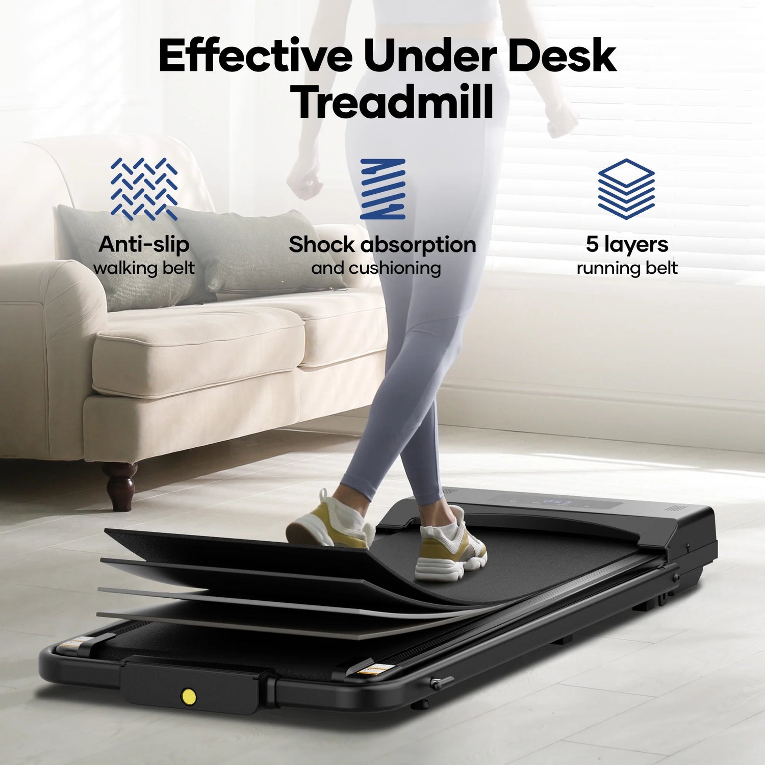 Treadmill Foldable 2 in 1 Walking Pad Compact Electric Running Remote Control for Home Fitness