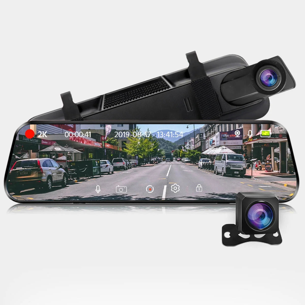 10" 1080P Mirror Dash Cam,Full Touch Screen Backup Camera Front and Rear View Parking Monitor with Super Night Vision, Motion Detection, G-Sensor