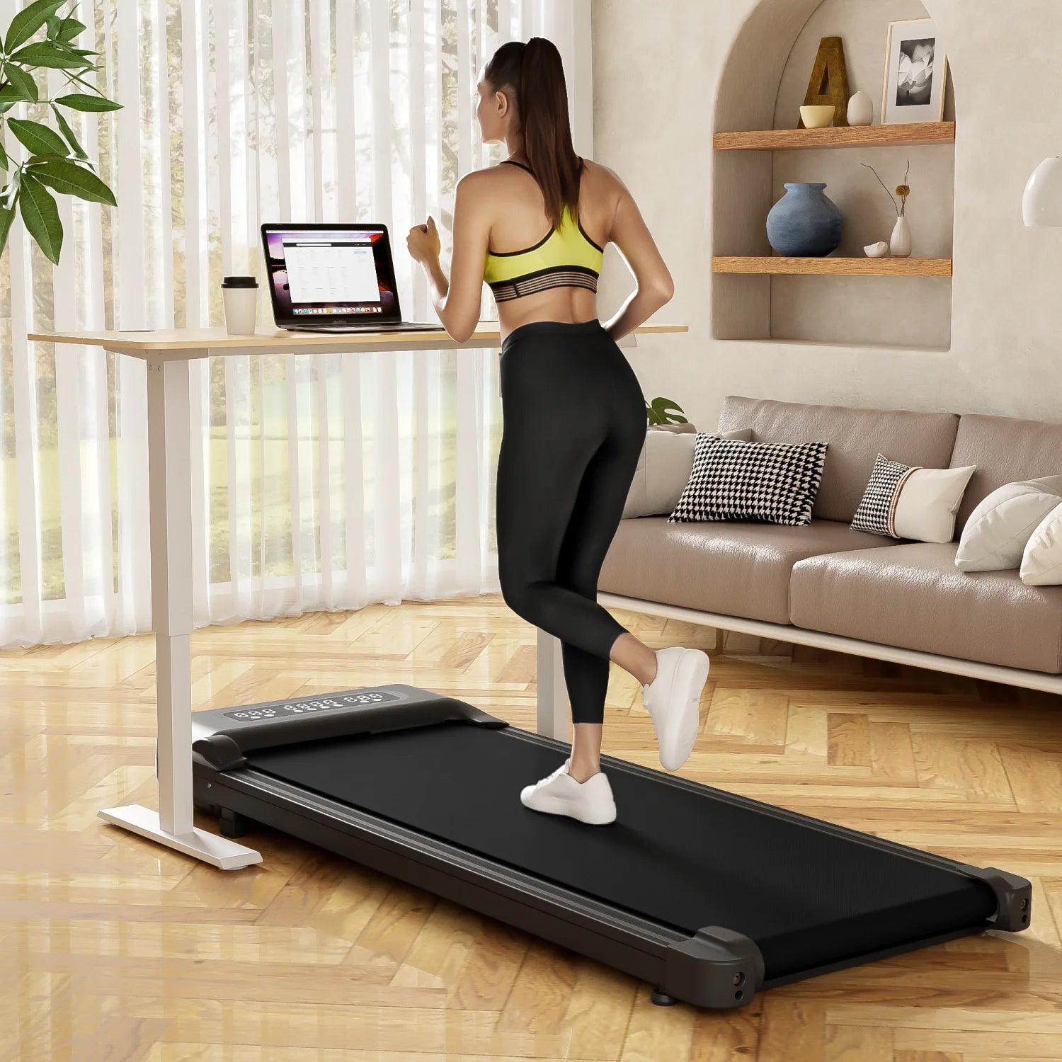 Under Desk Treadmill, Walking Pad with Incline, Portable Walking Treadmill for Home/Office 2.5HP, Walking Jogging Machine with 300 Lbs Weight Capacity Remote Control LED Display