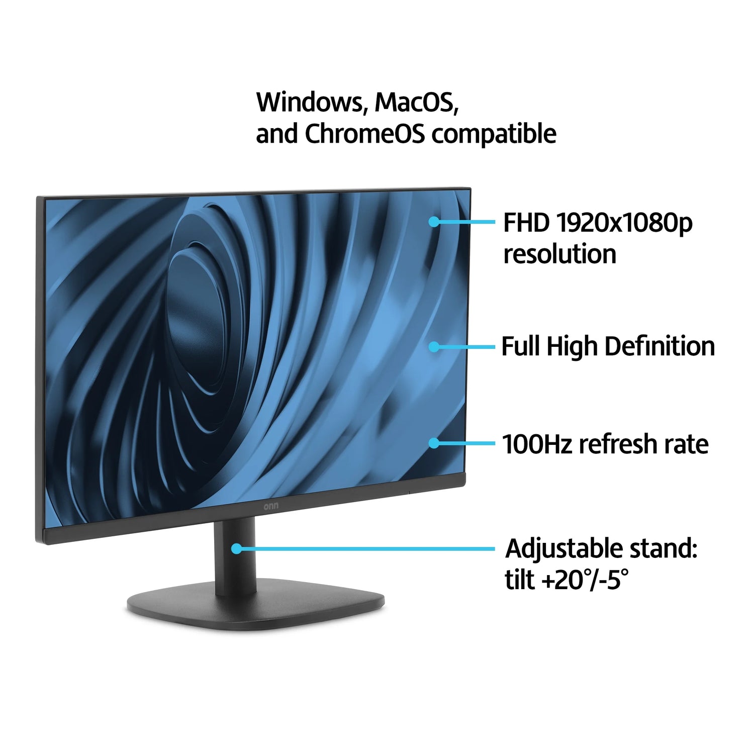 22" FHD (1920 X 1080P) 100Hz Office Monitor with 6 Ft HDMI Cable, Black