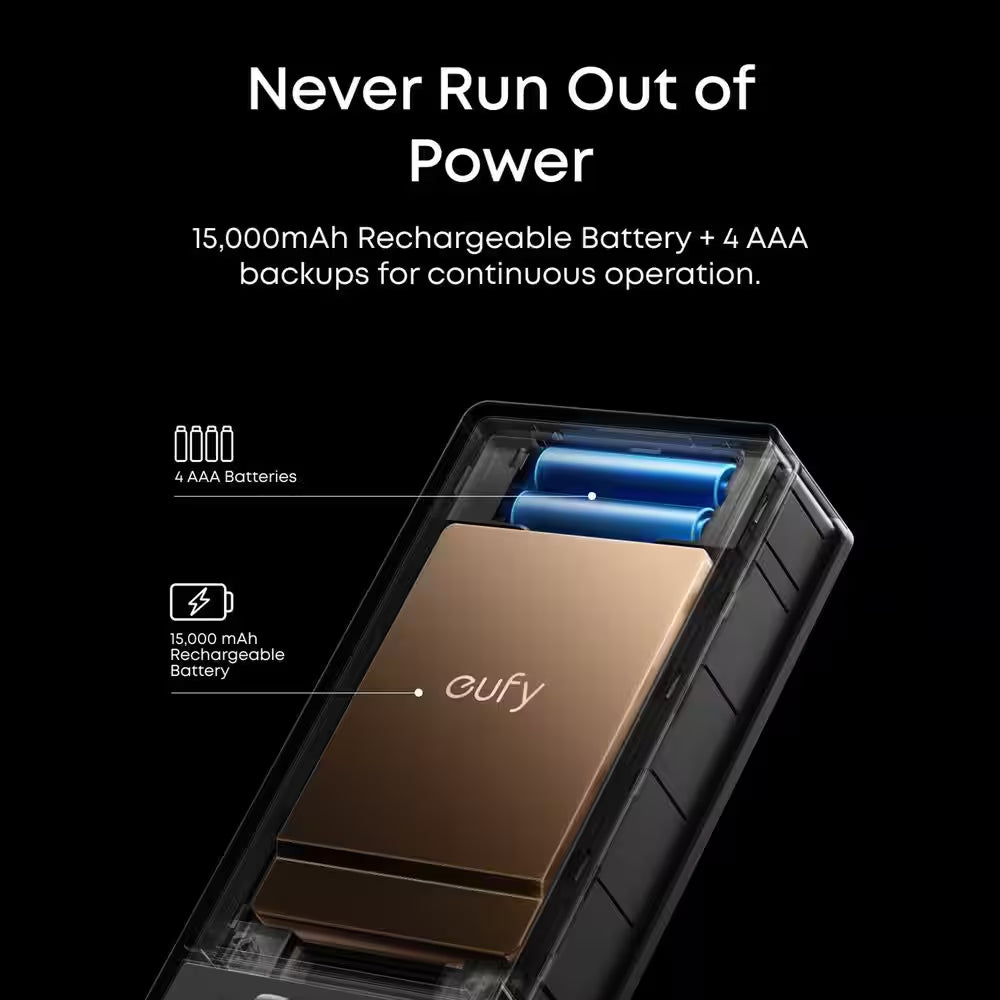 S3 Max Black Thumb-Turn Smart Lock Deadbolt with 2K Video Doorbell and Palm Scan (Compatible with Smart Devices)