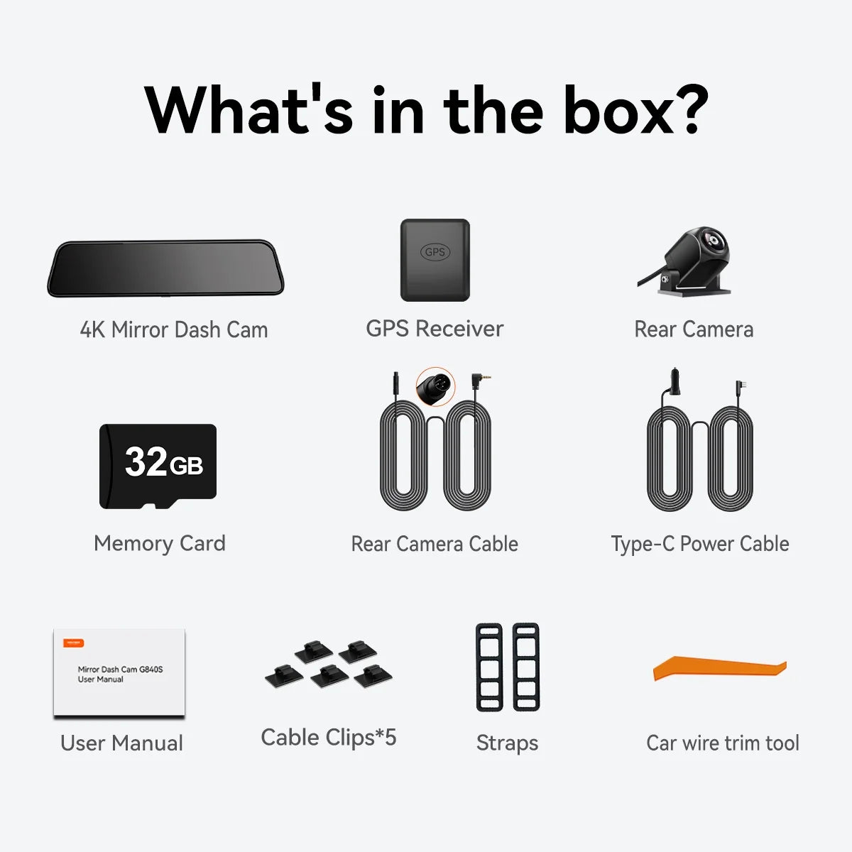 Mirror Dash Cam, 4K Front and 1080P Rear Dashcam, 12" Backup Camera with Night Vision, AI Dash Cam, Free 32GB Card