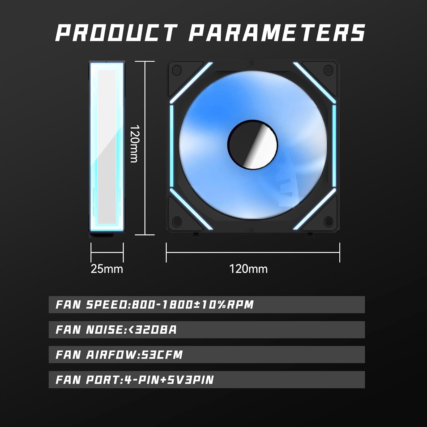 Daisy Chain Case Fan:5 Pack 120Mm PC RGB Fans Computer Case Fans, 5V 3-PIN Conne