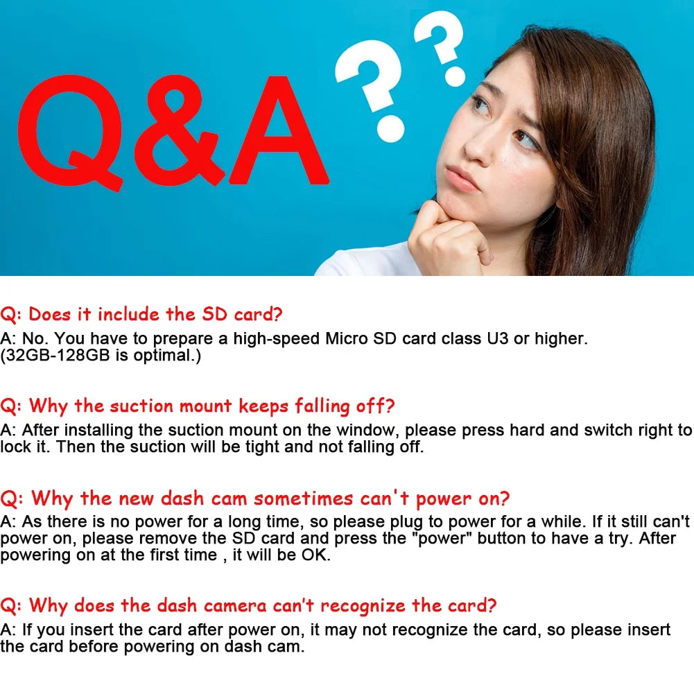 Front and inside Dual Dash Camera 4K Car Dash Cam with GPS 3.16" Display, 170° Wide Angle, IR Night Vision, Support 256GB Max, Black