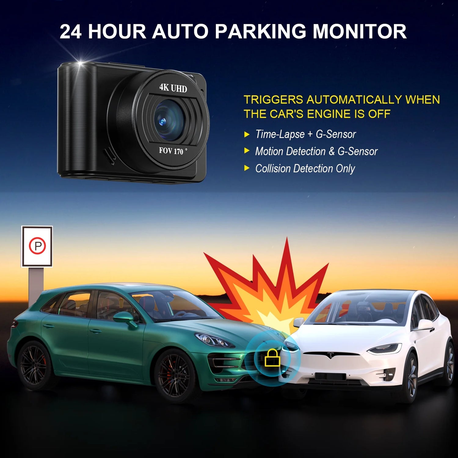 Dash Cam Front and Rear, 4K+1080P Car Camera with Built-In Wi-Fi, 3.94" IPS Screen, Free 32GB Card, Night Vision, G-Sensor, Loop Recording, 24H Parking Mode