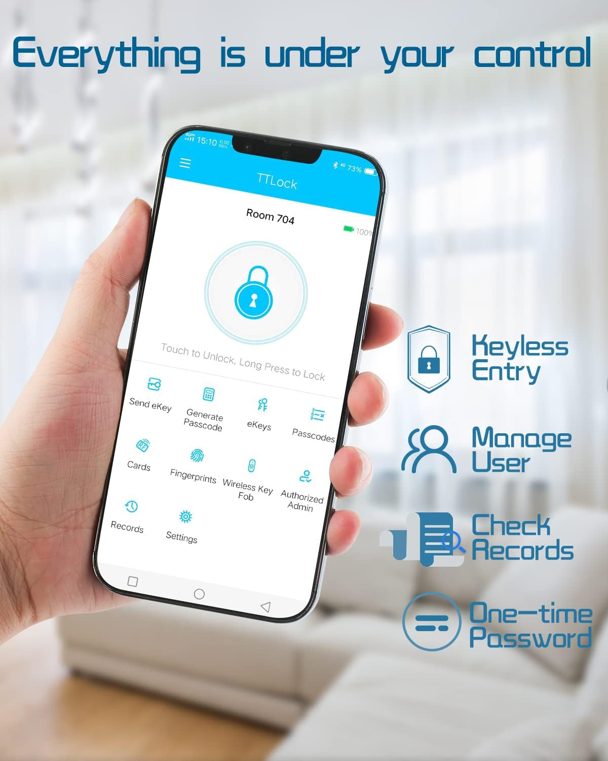 Hbodier 5-In-1 Smart Door Lock - Keyless Entry with Fingerprint, App, IC Cards, Passcode, and Keys - Black